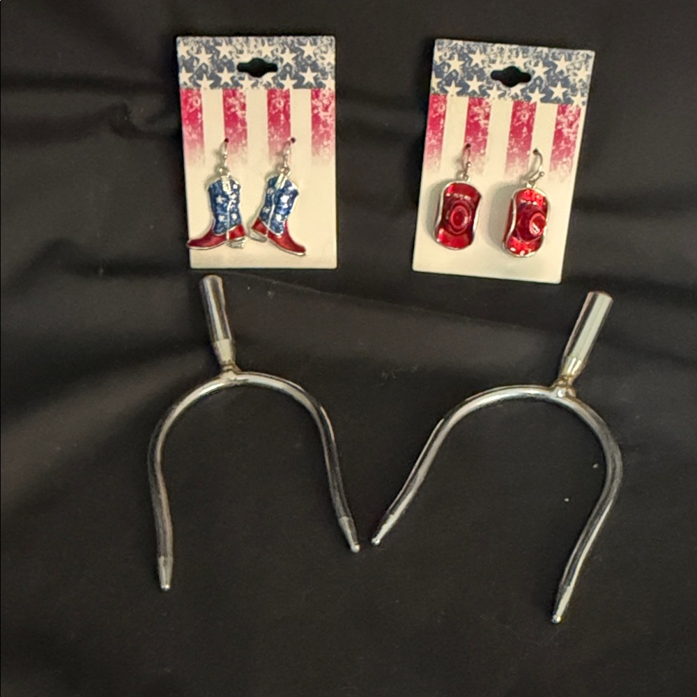 Western Boot and Cowboy Hat Earrings with Spurs